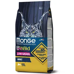Сухий корм MONGE BWILD CAT LOW GRAIN Низькозерновий для дорослих кішок з м'ясом зайця 1,5 кг