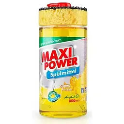 Засіб для миття посуду MAXI POWER 1л дозатор+губка Лимон