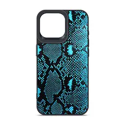 Кожаный чехол для Apple iPhone 15 Pro Max, Harder Genuine Snake, синий, термополиуретан ТПУ + экокожа с имитацией змеиной кожи, панель, защита корпуса, противоударный, микрофибра, рамка вокруг камеры, защита всего корпуса, (ARM76784)