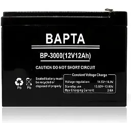 Свинцево-кислотний акумулятор Варта BP-3000 акумуляторна батарея для безперебійника 12В 12.0Ач Чорний