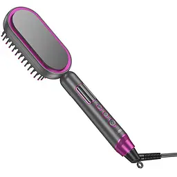 Гребінець-випрямляч Hoco HP44 Electric straightening hair comb with digital display Rose Red - мініатюра 2