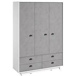Шафа Moreli Kuba FK-0006 з ящиками полицями та штангою для одягу 1500х2100х500 мм Білий/Бетон Тефра