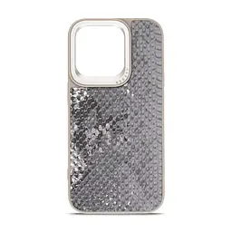 Кожаный чехол для Apple iPhone 14 Pro, Harder Snake Pattern, серый, термополиуретан ТПУ + экокожа с текстурой змеиной кожи, панель, защита корпуса, противоударный, микрофибра, рамка вокруг камеры, защита всего корпуса, (ARM76810)