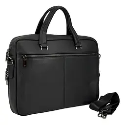 Чоловіча шкіряна сумка для документів на два відділи Tiding Bag A25F-252311A чорна - мініатюра 6