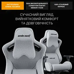 Крісло ігрове Anda Seat Kaiser 2 Pro Size XL Gray Linen Fabric (AD12YXL-17-G-F-G01) - мініатюра 8