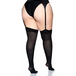 Щільні непрозорі панчохи Leg Avenue Nylon Thigh Highs Black, plus Size - мініатюра 3
