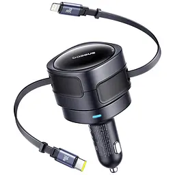 АЗП Baseus Enjoyment Max PD60W with retractable cables (1USB-C/1L) (C00035507121) Cosmic Black