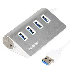 Концентратор Maxxter USB 3.0 Type-A 4 ports silver (HU3A-4P-01)