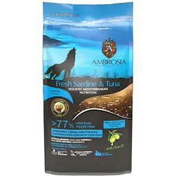 Уцінка. Сухий корм Ambrosia Mediterranean для дорослих собак усіх порід з сардиною та тунцем 5 кг 27.11.26 - мініатюра 1