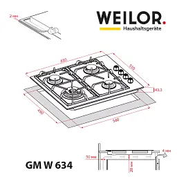 Поверхня газова на металі Weilor GM W 634 WH - мініатюра 12