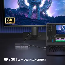 Док-станція USB-C UGREEN Revodok Pro CM681 11 в 1 2 HDMI сірий (15965) - мініатюра 10