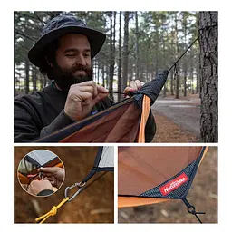 Гамак одномісний з москітною сіткою та тентом Naturehike NH20ZP092 Shelter camping 75D (Помаранчевий) - мініатюра 3