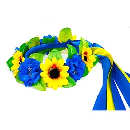 Обідок-вінок український "Квіти" La-beauty 0205-759 з об'ємними квітами - мініатюра 4