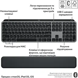 Комплект Logitech MX Keys S Combo для MAC Bluetooth/Wireles UA Space Grey (920-012845) - мініатюра 4