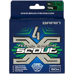 Шнур Brain Scout 4X 150 м (deep green) 0.163 мм 9.8 кг - мініатюра 2