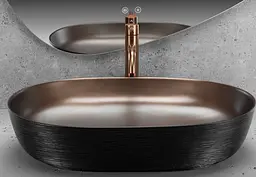 Умивальник Rea Cleo накладний 60.5x41 см black brushed copper REA-U6383 - мініатюра 5