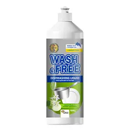 Засіб для ручного миття посуду Wash&Free Зелене яблуко та екстракт едельвейса 1000 г (4823128001379)