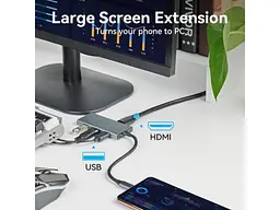 USB-хаб + картридер Vention 6-in-1 0.15м Silver (TOOHB) - мініатюра 7