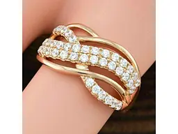 Каблучка XUPING 14755 10мм білі фіаніти позолота 18К р.16 - мініатюра 5