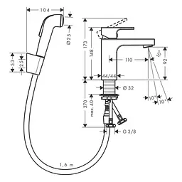 Змішувач з гігієнічною лійкою Hansgrohe Focus Vernis Shape 71216000, Хром - мініатюра 2