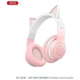 Бездротові навушники XO BE38 Cats Ear з вушками кота Гарнітура стерео рожева - мініатюра 6