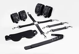 Набір Feral Feelings BDSM Kit 5 Black, наручники, поножі, хрестовина, маска, падл