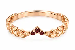 Жіноча каблучка Jewellery Continent "Лаврова гілка" з гранатом 16 (К-0919)