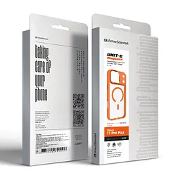 Чехол Apple iPhone 17 Pro, Unit MagSafe, оранжевый, прозрачный, магсейф, противоударный, магнитный, панель-накладка с поддержкой MagSafe, с поддержкой беспроводной зарядки, TPU+PC, защита всего корпуса, ударопрочный, ArmorStandart (ARM86624) - мініатюра 6