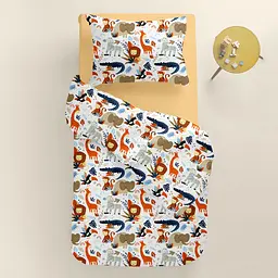 Дитяча постільна білизна в ліжечко JUNGLE ANIMALS CS1, помаранчевий (AnimalsJungleOrangeBlue_11Honey_140) - мініатюра 2