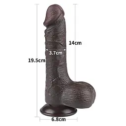 Фалоімітатор - Sliding-Skin Dual Layer Dong 7.5" Black #3 - мініатюра 3