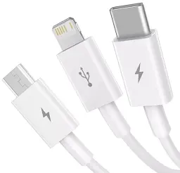 Кабель Baseus Superior Series Fast Charging 3-in-1 Cable USB to MicroUSB+Lightning+Type-C 3.5A 1m P10320105221 - мініатюра 4