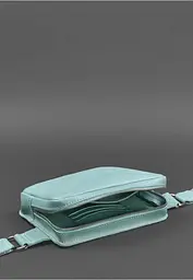 Шкіряна жіноча поясна сумка Dropbag Mini бірюзова - мініатюра 5