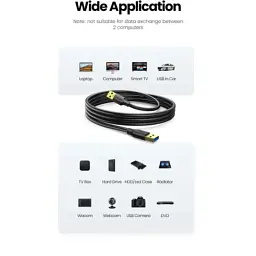 Дата кабель USB 3.0 AM/AM 2.0m US128 black Ugreen (10371) - мініатюра 5