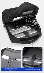 Рюкзак міський з кишенею для ноутбука Oumantu 2106-1 15,6 USB-порт Grey (IBN045S) - мініатюра 5