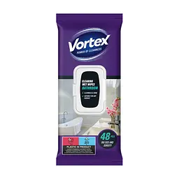 Серветки для прибирання Vortex Вологі Для ванної кімнати З клапаном 48 шт. (4823071641233)
