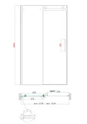 Двері в нішу Koer SR SD01-120x200-TR-12 прозоре скло Easy Clean 8 мм, матове золото KR5377, універсальні, прозорий, золотий - мініатюра 3