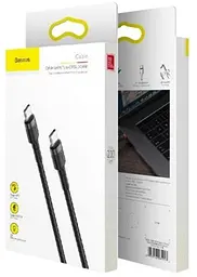 Кабель Baseus Cafule Cable Type-C For Type-C PD2.0 60W flash charging data line (20V 3A) 2m Сірий+Чорний - мініатюра 3