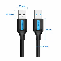 Кабель Vention CONBH USB 3.0 USB-A - USB-A 2 м чорний (CONBH) - мініатюра 2
