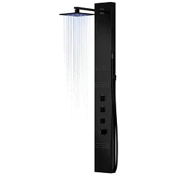 Душова панель Corsan Neo black LED з термостатом S060TBLLED, Чорний матовий - мініатюра 5