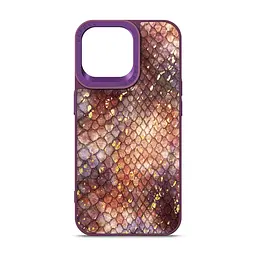 Кожаный чехол для Apple iPhone 14 Pro Max, Harder Nagas, фиолетовый, термополиуретан ТПУ + экокожа с имитацией кожи Наги, панель, защита корпуса, противоударный, микрофибра, рамка вокруг камеры, защита всего корпуса, (ARM76759)