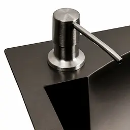 Кухонна мийка 75x46 PVD чорна з підставкою для ножів Platinum Handmade HSB (квадратний сифон 3,0/1), Чорний - мініатюра 7