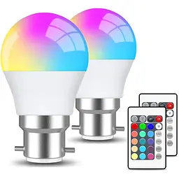 Світлодіодні лампи LEDYA Globe B22 зі зміною кольору, лампи з ямою 4W RGB B22 з дистанційним керуванням