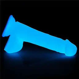 Неоновий фалоімітатор LoveToy Lumino Play 23 см блакитний - мініатюра 4