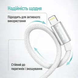 Дата кабель USB 2.0 AM to Lightning 1.0m 3A zinc alloy braided white ColorWay (CW-CBUL098-WT) - мініатюра 6