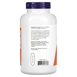 Жирні кислоти Now Pumpkin seed oil 1000 мг 200 капсул - мініатюра 2