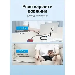 Дата кабель USB 2.0 AM to USB-C 1.5m 3A cotton braided aluminum purple Vention (CODVG) - мініатюра 12