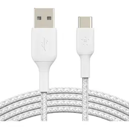 Дата кабель USB 2.0 AM to USB-C 1.0m braided white Belkin (CAB002BT1MWH)