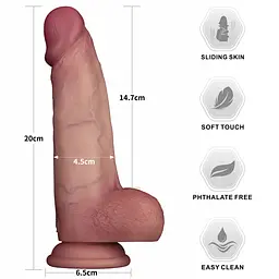 Фалоімітатор - Sliding Skin Pro II Dual Layer Silicone Dong 8" Flesh - мініатюра 3
