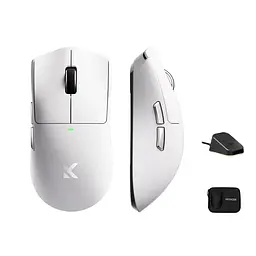 Бездротова ігрова миша MCHOSE K7 Ultra / Три режими підключення / PAW3950 / 42 000 DPI / White Silver