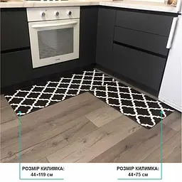 Набір килимки кухонні Lovely Svi 3 шт: 44 x74 x1см - 2 шт и 44 x119 x1см Чорний - мініатюра 2